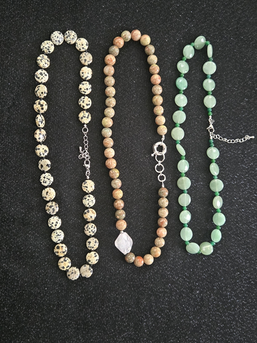 Green Bead Gemstone Necklace - Unbranded